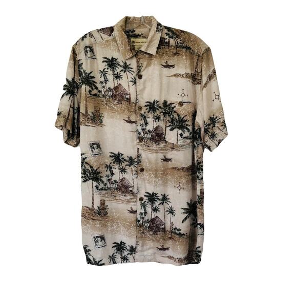 Havana Jack’s Cafe Other - Havana Jack’s Cafe Hawaiian Shirt Small Aloha Tan Palm Tree Beach Coconut Bttns